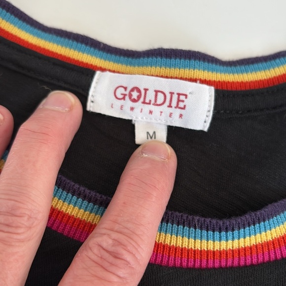 Goldie Lewinter rainbow tipped black crewneck tank top - Picture 9 of 15